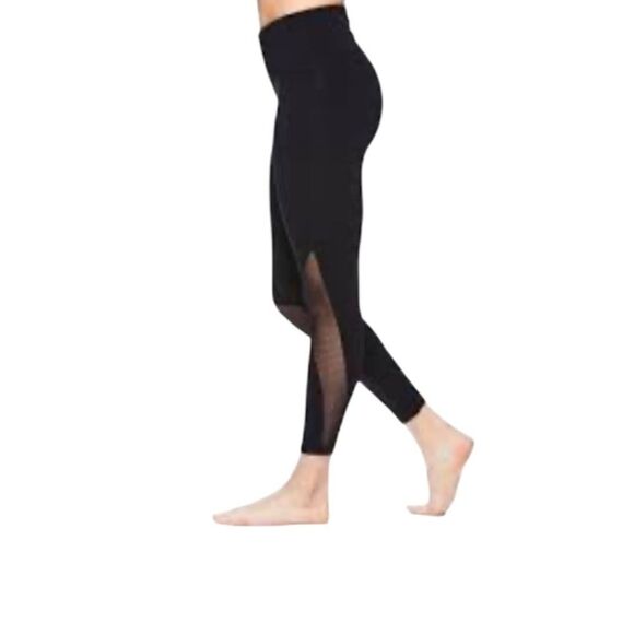 Gaiam Black Mesh Panel High-Rise Active Leggings Small Yoga Workout‎ Stretch - Picture 1 of 7
